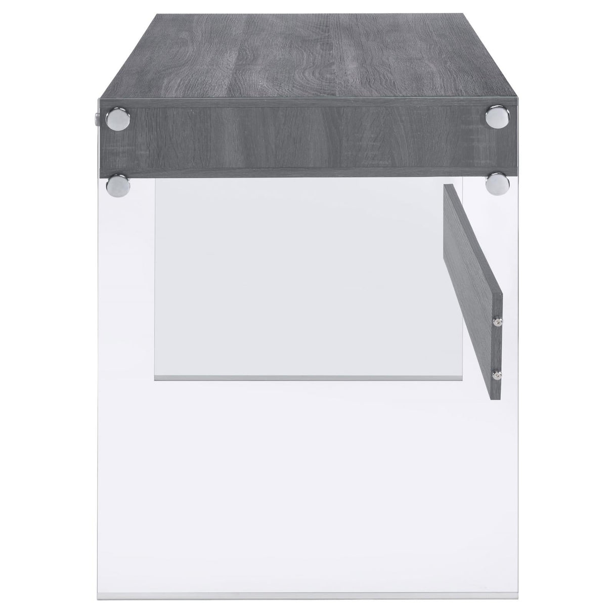 Dobrev Weathered Gray/Clear 2-Drawer Writing Desk