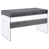 Dobrev Weathered Gray/Clear 2-Drawer Writing Desk