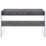 Dobrev Weathered Gray/Clear 2-Drawer Writing Desk