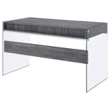 Dobrev Weathered Gray/Clear 2-Drawer Writing Desk