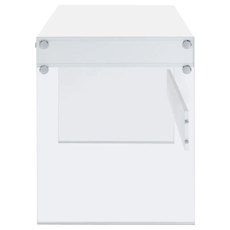 Dobrev Glossy White/Clear 2-Drawer Writing Desk by Coaster at Eve Furniture