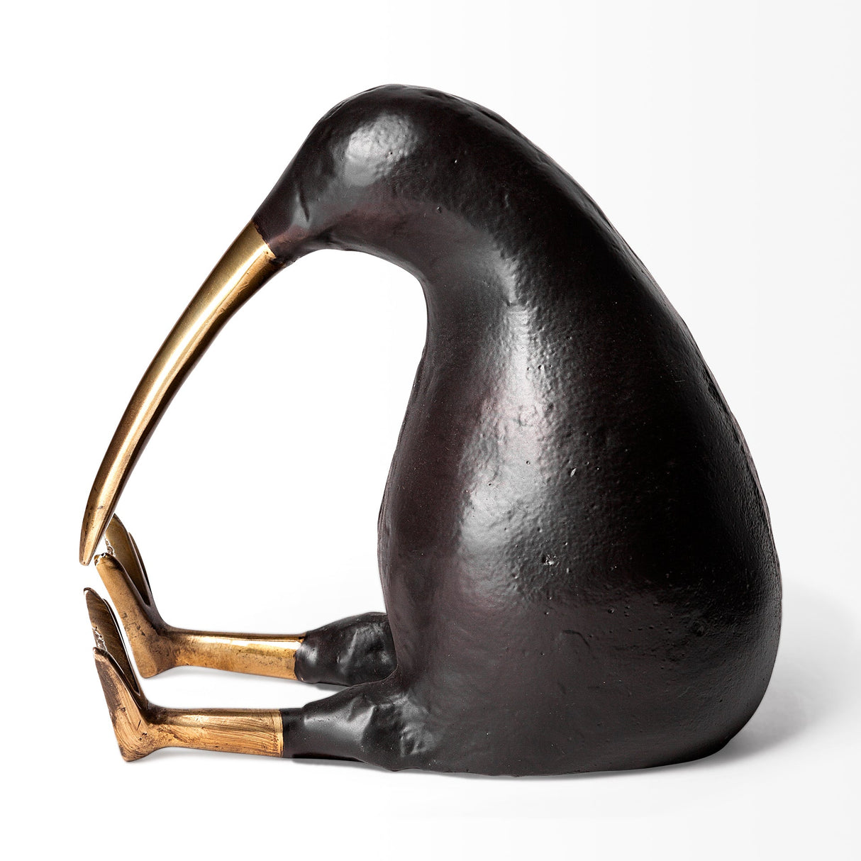 Dodo Kiwi 7L x 4W Black Cast Aluminum Mauritian Bird Sculpture by Mercana at Eve Furniture