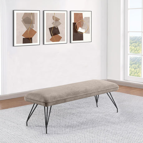 Dodson Taupe Upholstered Dining Bench by Coaster at Eve Furniture
