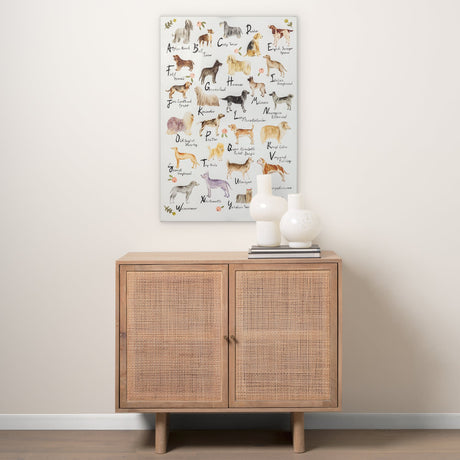 Dog Alphabet by Melissa Wang a Hand Embellished Textured Canvas by Mercana at Eve Furniture