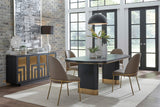 Doheny Black/Brass Wood and Metal Oval Dining Table by Modus Furniture at Eve Furniture