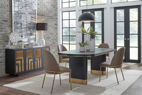 Doheny Black/Brass Wood and Metal Oval Dining Table by Modus Furniture at Eve Furniture
