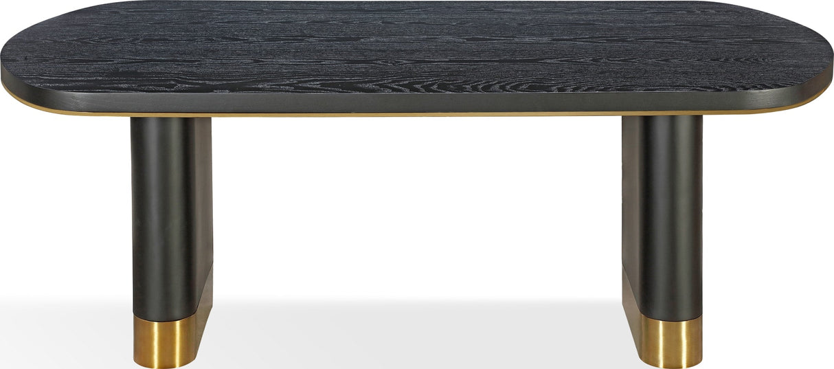 Doheny Black/Brass Wood and Metal Oval Dining Table by Modus Furniture at Eve Furniture