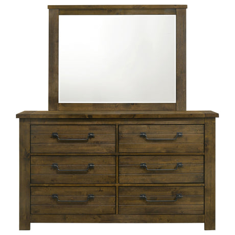 Doherty Rustic Brown 6-drawer Dresser With Mirror by Coaster at Eve Furniture