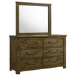 Doherty Rustic Brown 6-drawer Dresser With Mirror by Coaster at Eve Furniture