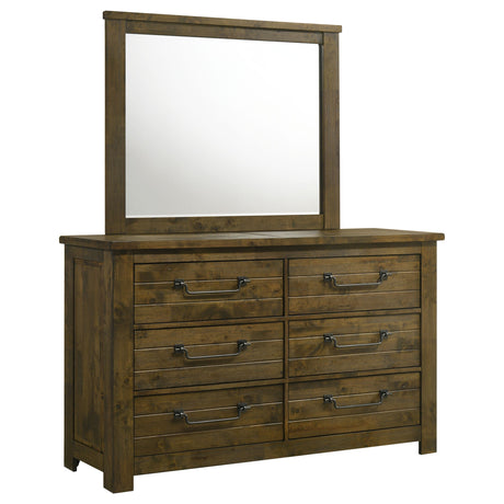 Doherty Rustic Brown 6-drawer Dresser With Mirror by Coaster at Eve Furniture