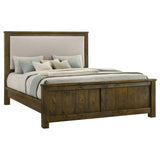 Doherty Rustic Brown Eastern King Linen Upholstered Panel Bed by Coaster at Eve Furniture