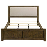 Doherty Rustic Brown Eastern King Linen Upholstered Panel Bed by Coaster at Eve Furniture