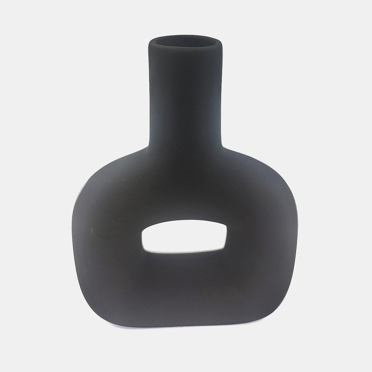 Dol, 8" Open Cut Vase, Black