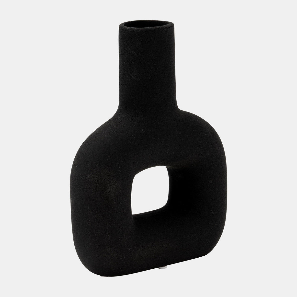 Dol, 8" Open Cut Vase, Black