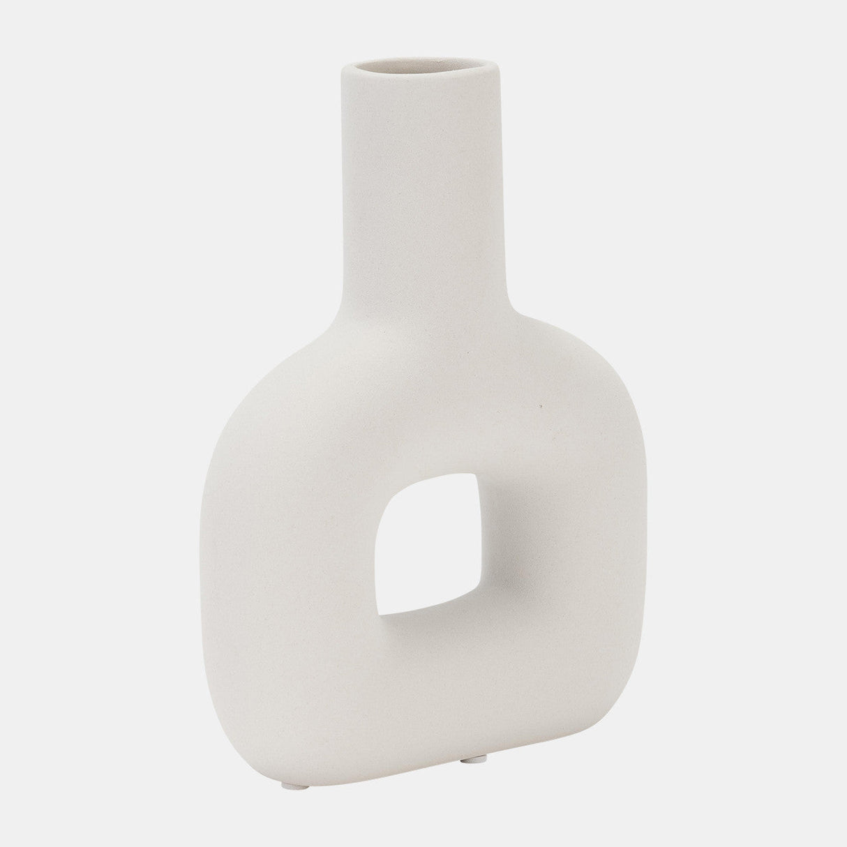 Dol, 8" Open Cut Vase, White