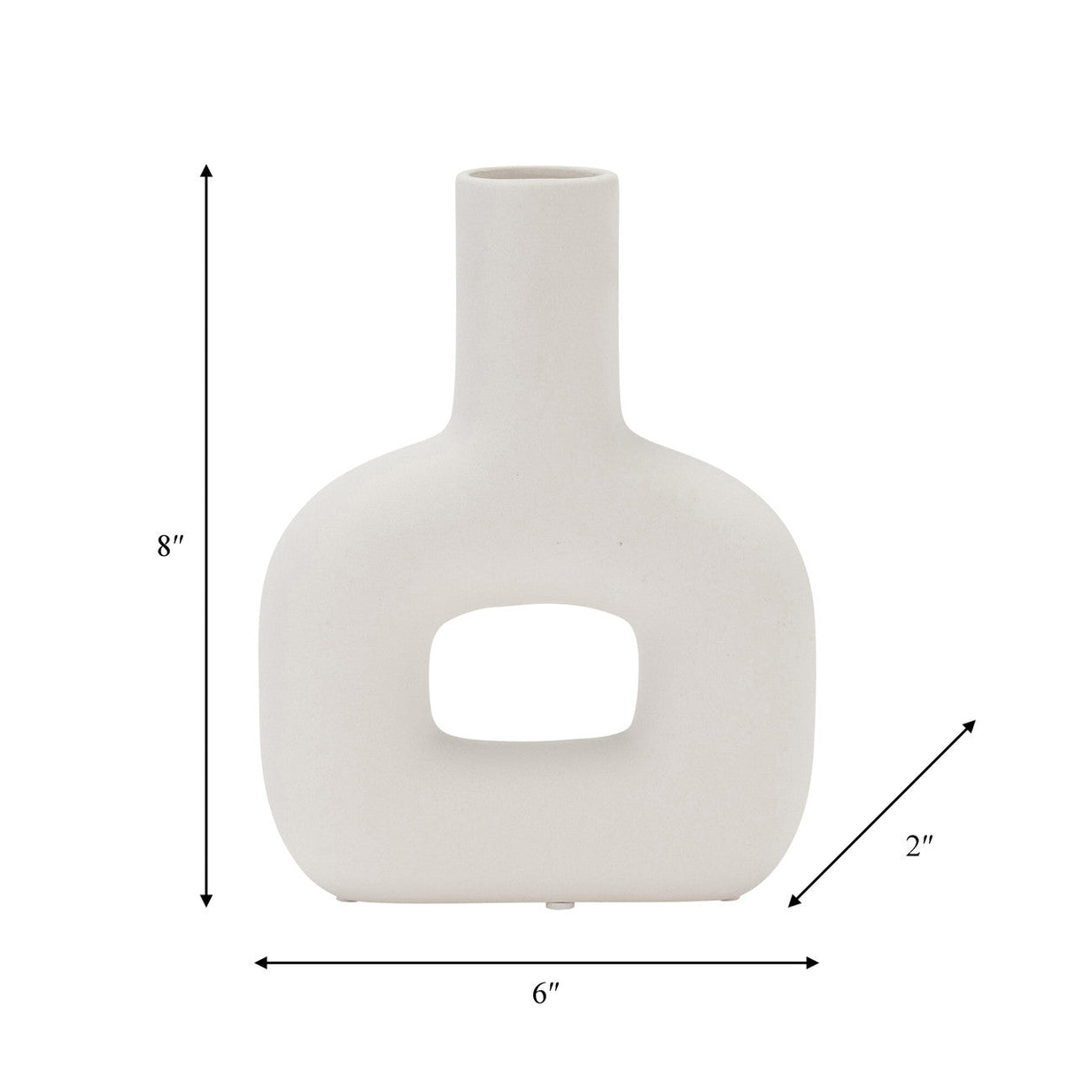 Dol, 8" Open Cut Vase, White