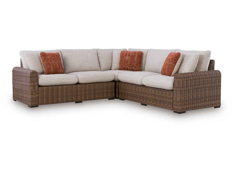 Dolan Creek Beige/Brown 3-Piece Outdoor Sectional by Ashley at Eve Furniture