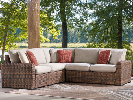Dolan Creek Beige/Brown 3-Piece Outdoor Sectional by Ashley at Eve Furniture