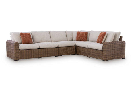 Dolan Creek Beige/Brown 4-Piece Outdoor Sectional by Ashley at Eve Furniture