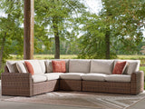 Dolan Creek Beige/Brown 4-Piece Outdoor Sectional by Ashley at Eve Furniture