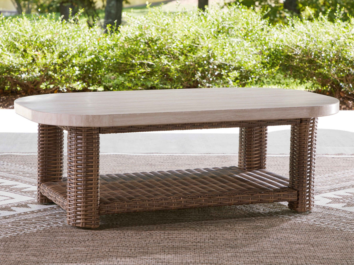 Dolan Creek Beige/Brown Rectangular Cocktail Table by Ashley at Eve Furniture