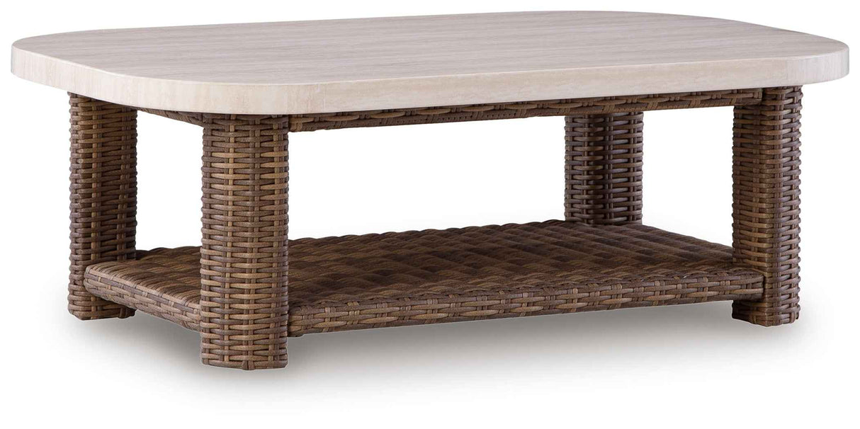 Dolan Creek Beige/Brown Rectangular Cocktail Table by Ashley at Eve Furniture