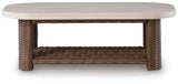 Dolan Creek Beige/Brown Rectangular Cocktail Table by Ashley at Eve Furniture