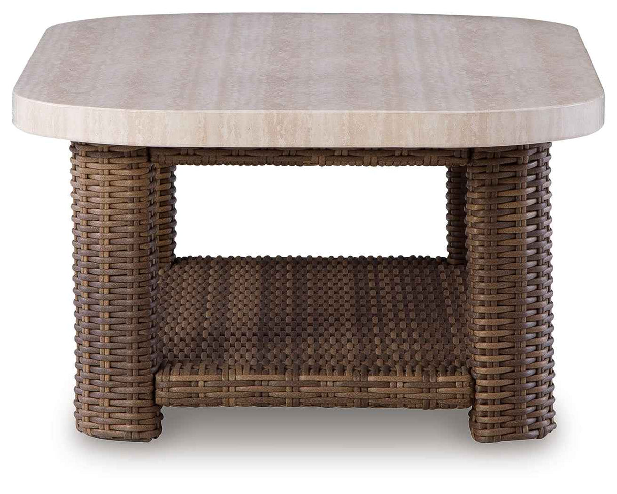 Dolan Creek Beige/Brown Rectangular Cocktail Table by Ashley at Eve Furniture