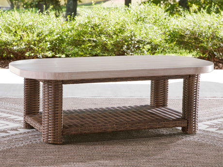 Dolan Creek Beige/Brown Rectangular Cocktail Table by Ashley at Eve Furniture