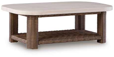 Dolan Creek Beige/Brown Rectangular Cocktail Table by Ashley at Eve Furniture