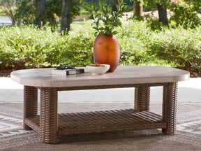 Dolan Creek Beige/Brown Rectangular Cocktail Table by Ashley at Eve Furniture