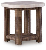 Dolan Creek Beige/Brown Square End Table by Ashley at Eve Furniture