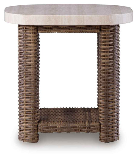 Dolan Creek Beige/Brown Square End Table by Ashley at Eve Furniture