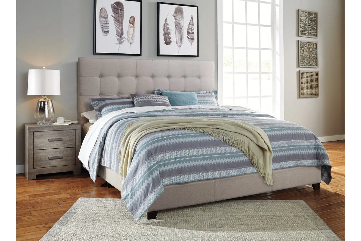 Dolante Beige King Upholstered Bed by Ashley at Eve Furniture
