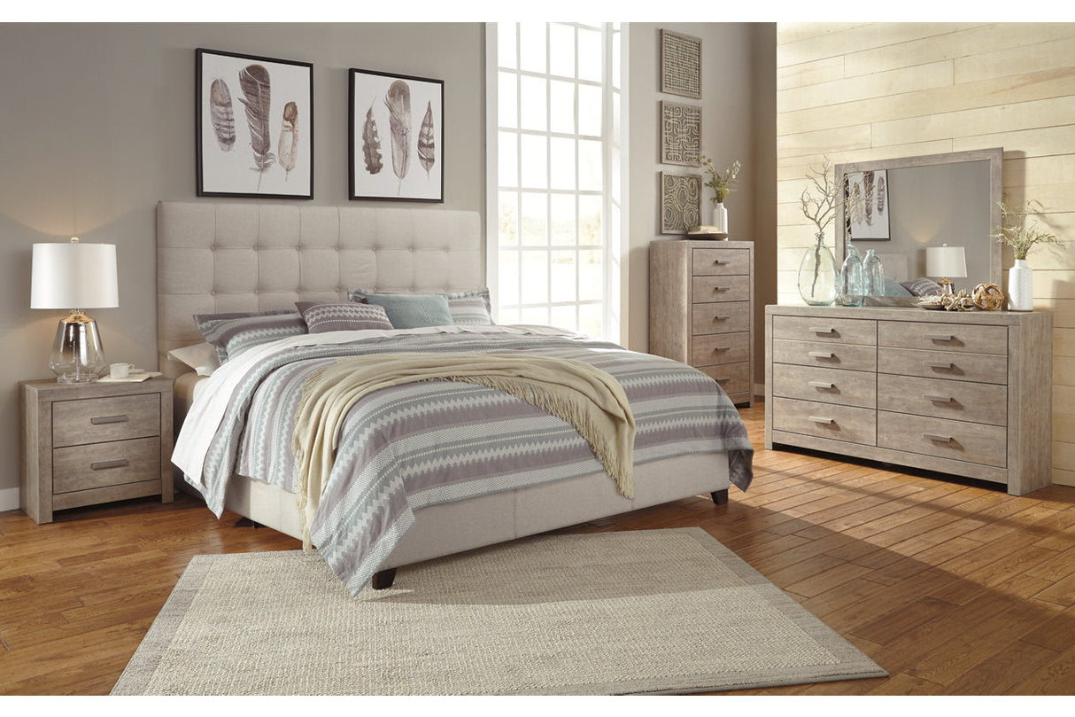 Dolante Beige King Upholstered Bed by Ashley at Eve Furniture