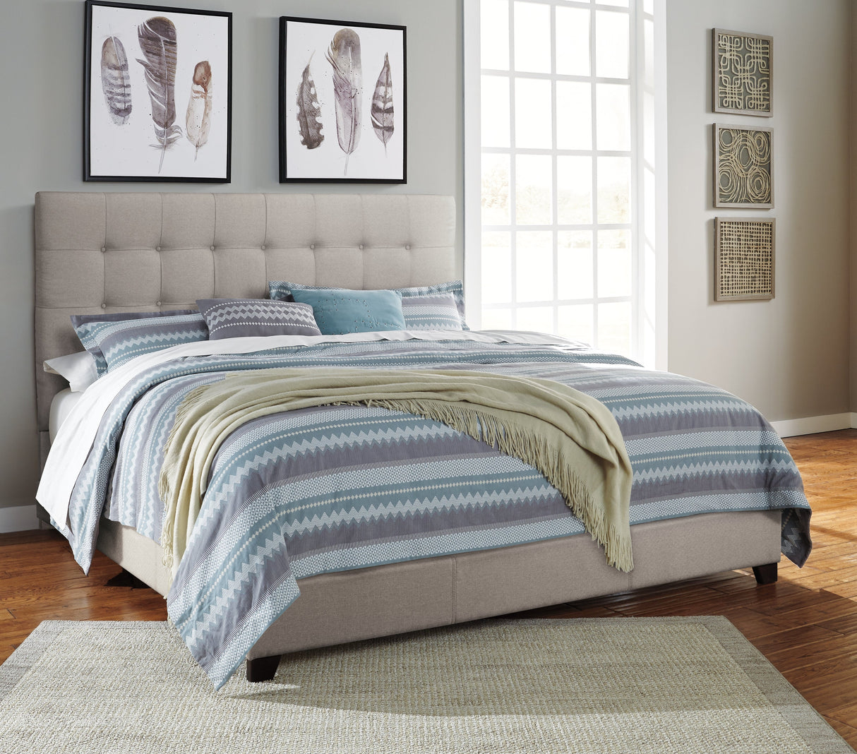 Dolante Beige Queen Upholstered Bed by ASHLEY FURNITURE at Eve Furniture