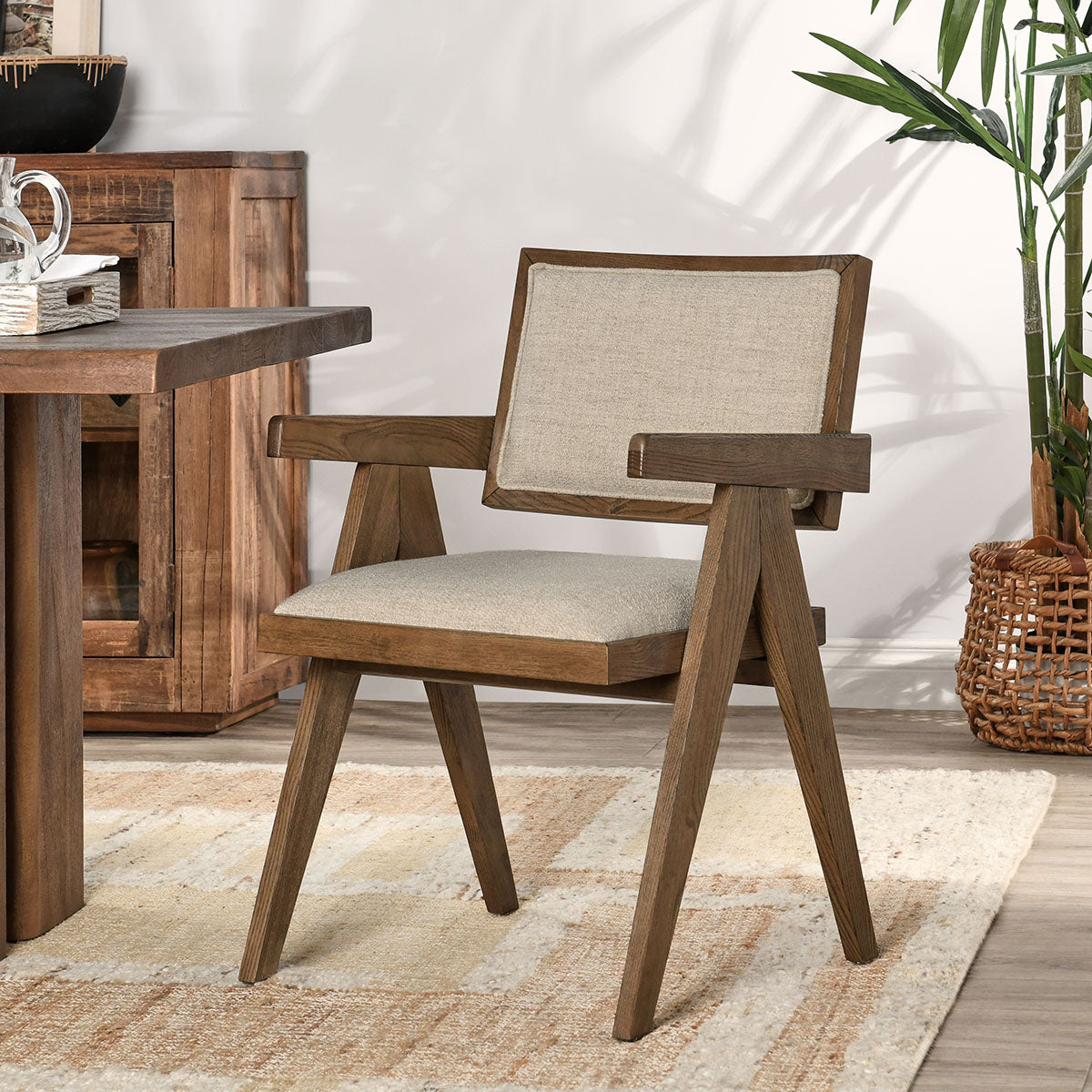Dolton Beige/Natural Dining Arm Chair by Classic Home at Eve Furniture