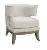 Dominic White/Weathered Gray Barrel Back Accent Chair