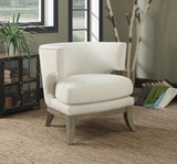 Dominic White/Weathered Gray Barrel Back Accent Chair