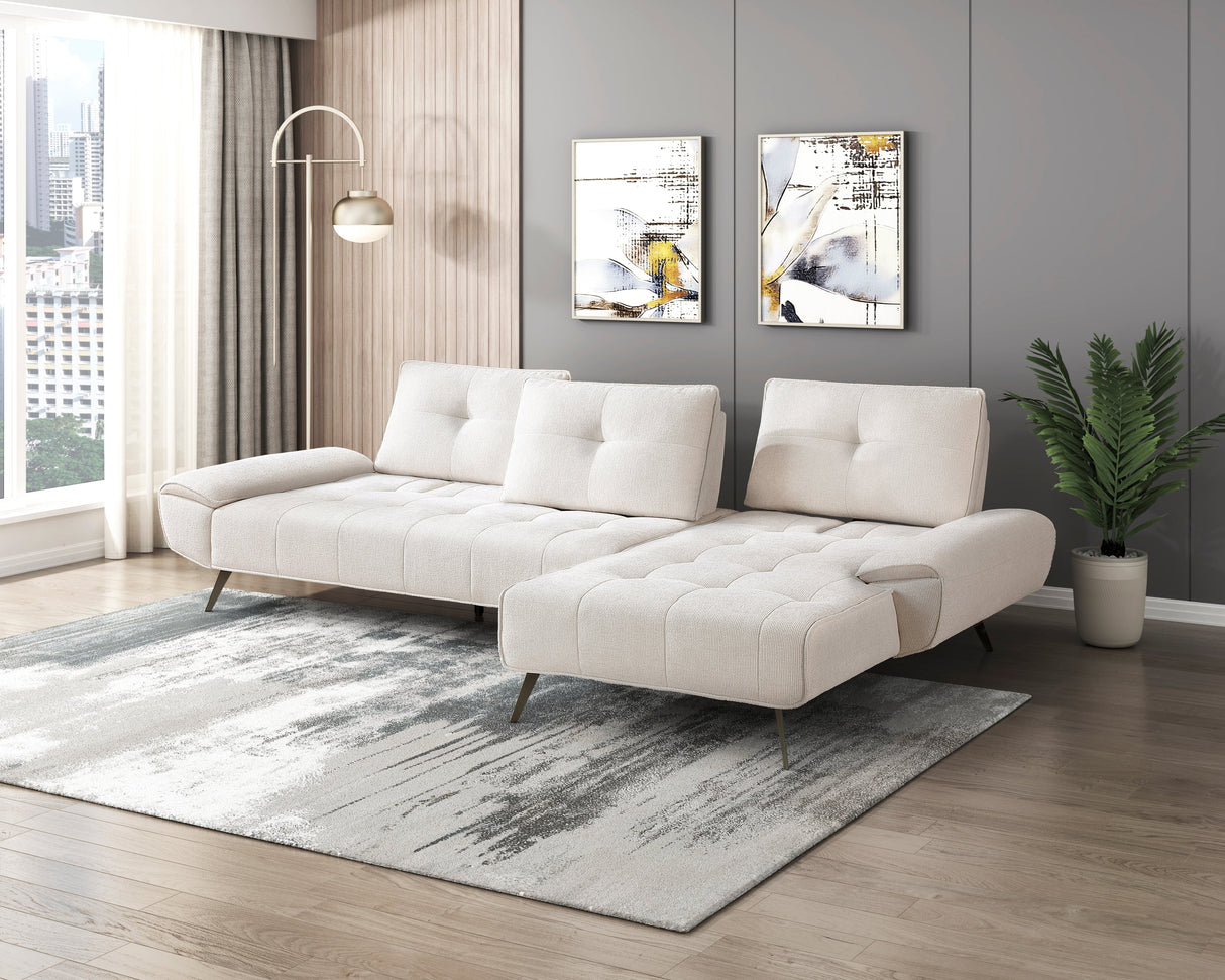 Dominic Beige 2-Piece Sectional with Right Chaise and Dual-position Backs by Homelegance at Eve Furniture