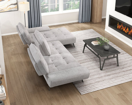 Dominic Light Gray 2-Piece Sectional with Right Chaise and Dual-position Backs by Homelegance at Eve Furniture