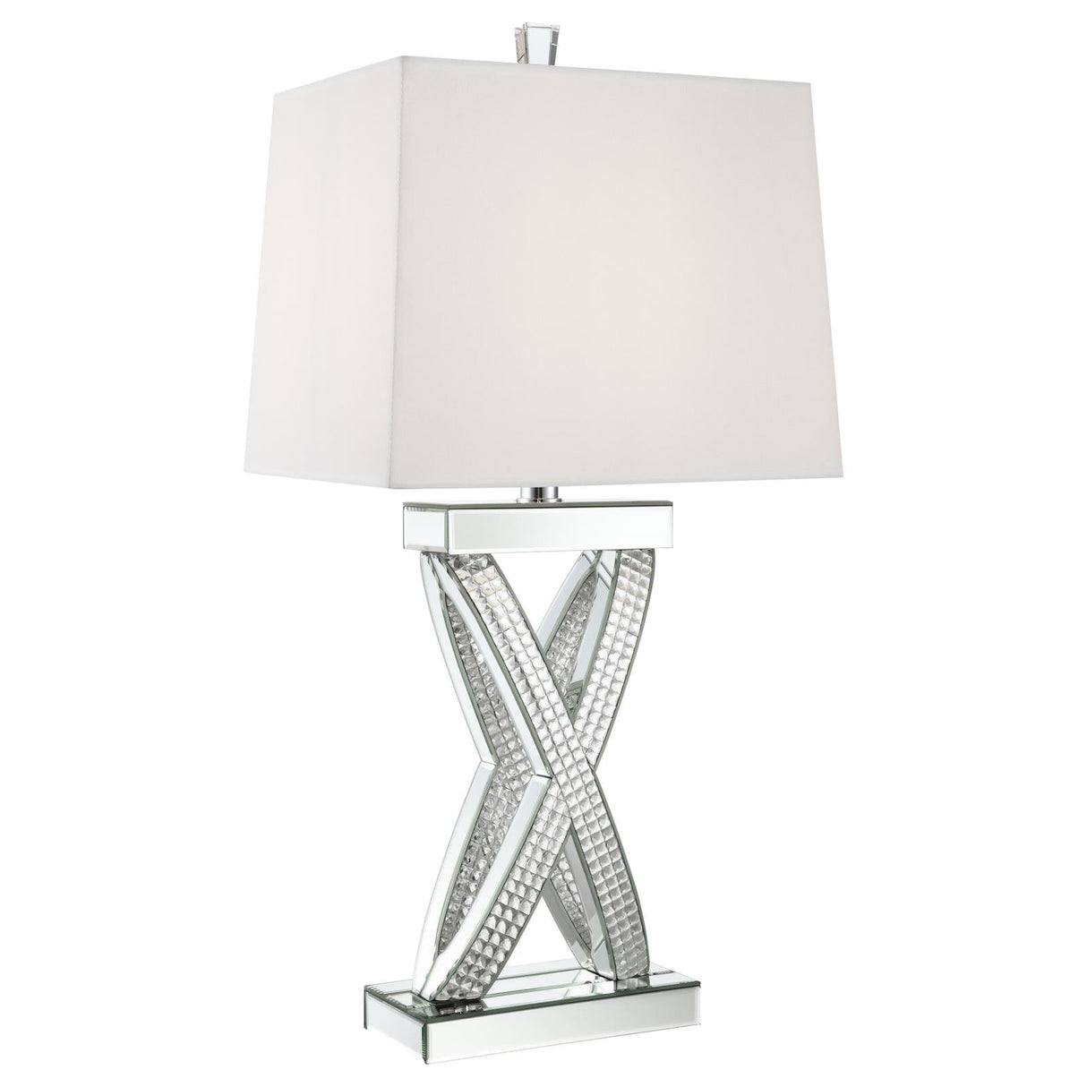 Dominick Table Lamp with Rectange Shade White/Mirror