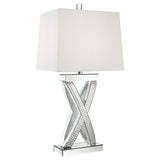 Dominick Table Lamp with Rectange Shade White/Mirror