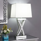 Dominick Table Lamp with Rectange Shade White/Mirror