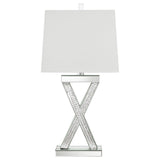 Dominick Table Lamp with Rectange Shade White/Mirror