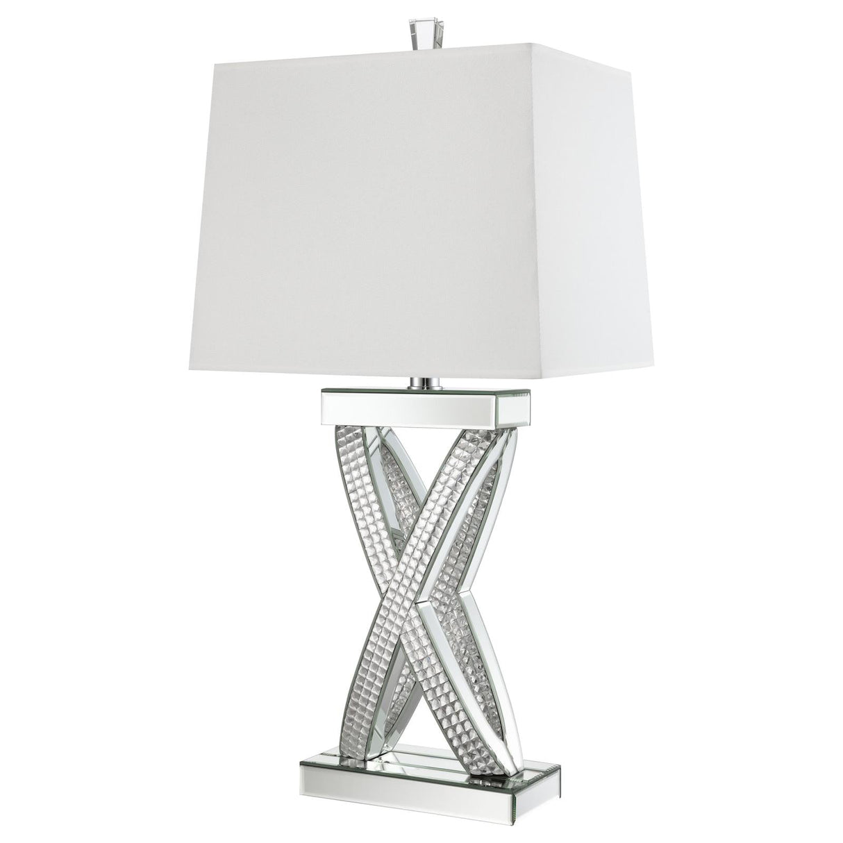 Dominick Table Lamp with Rectange Shade White/Mirror