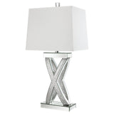 Dominick Table Lamp with Rectange Shade White/Mirror