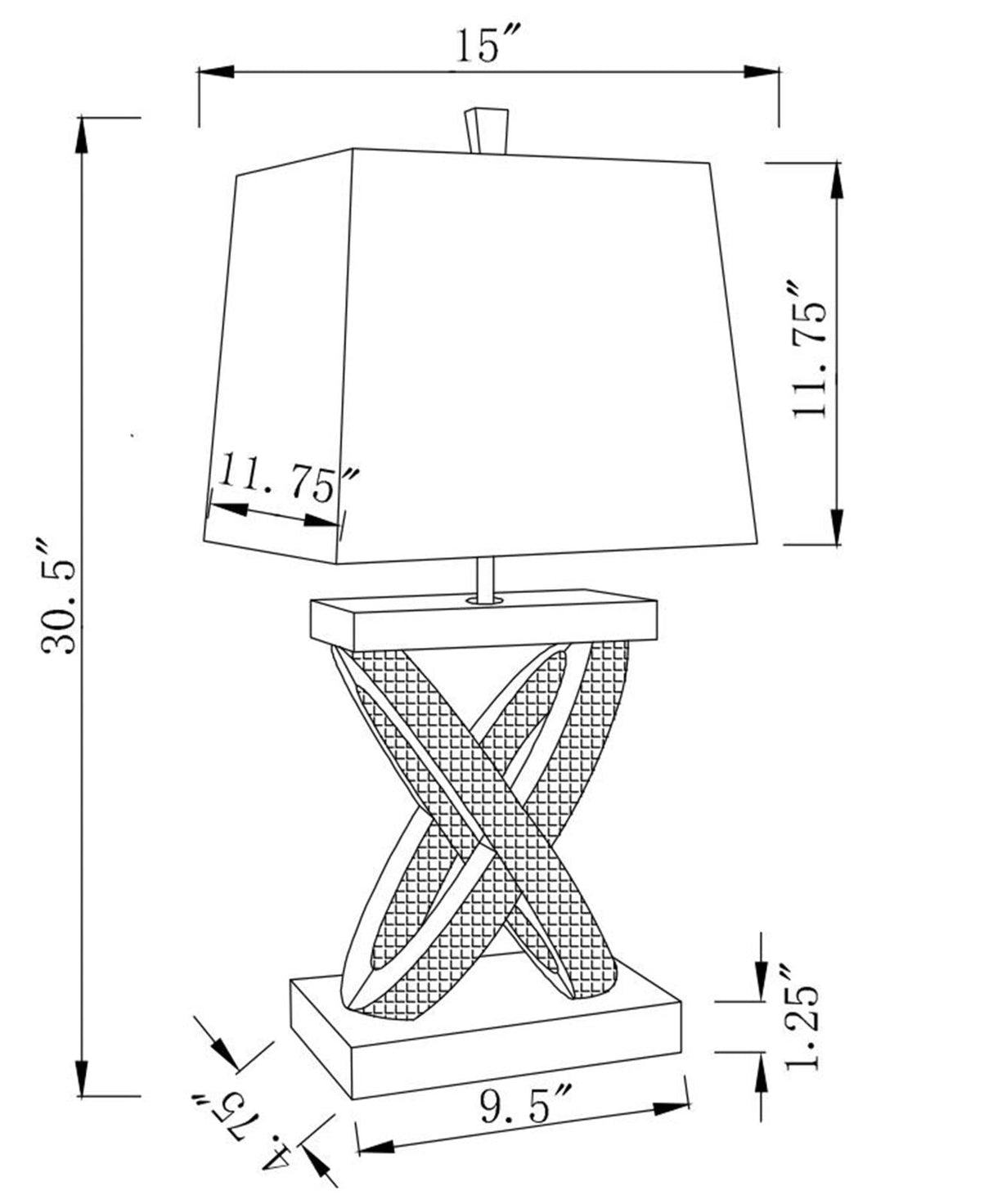 Dominick Table Lamp with Rectange Shade White/Mirror