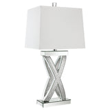 Dominick White and Mirror Table Lamp with Rectange Shade by Coaster at Eve Furniture