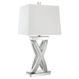 Dominick White and Mirror Table Lamp with Rectange Shade by Coaster at Eve Furniture